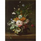 Rachel Ruysch - Flowers in a Vase - 24x32 Inch Rolled Canvas Wall Art Print