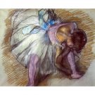 Sitting dancer lacing her slipper by Degas - 24x32 Inch Rolled Canvas Wall Art Print