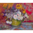 Still-life with roses and sunflowers by Van Gogh - 24x32 Inch Rolled Canvas Wall Art Print