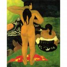 Tahitians on Beach by Gauguin - 24x32 Inch Rolled Canvas Wall Art Print