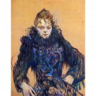 Woman in a black boa by Toulouse-Lautrec - 24x32 Inch Rolled Canvas Wall Art Print