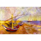 Boats of Saintes-Maries by Van Gogh - 30x40 Inch Rolled Poster Wall Art Print