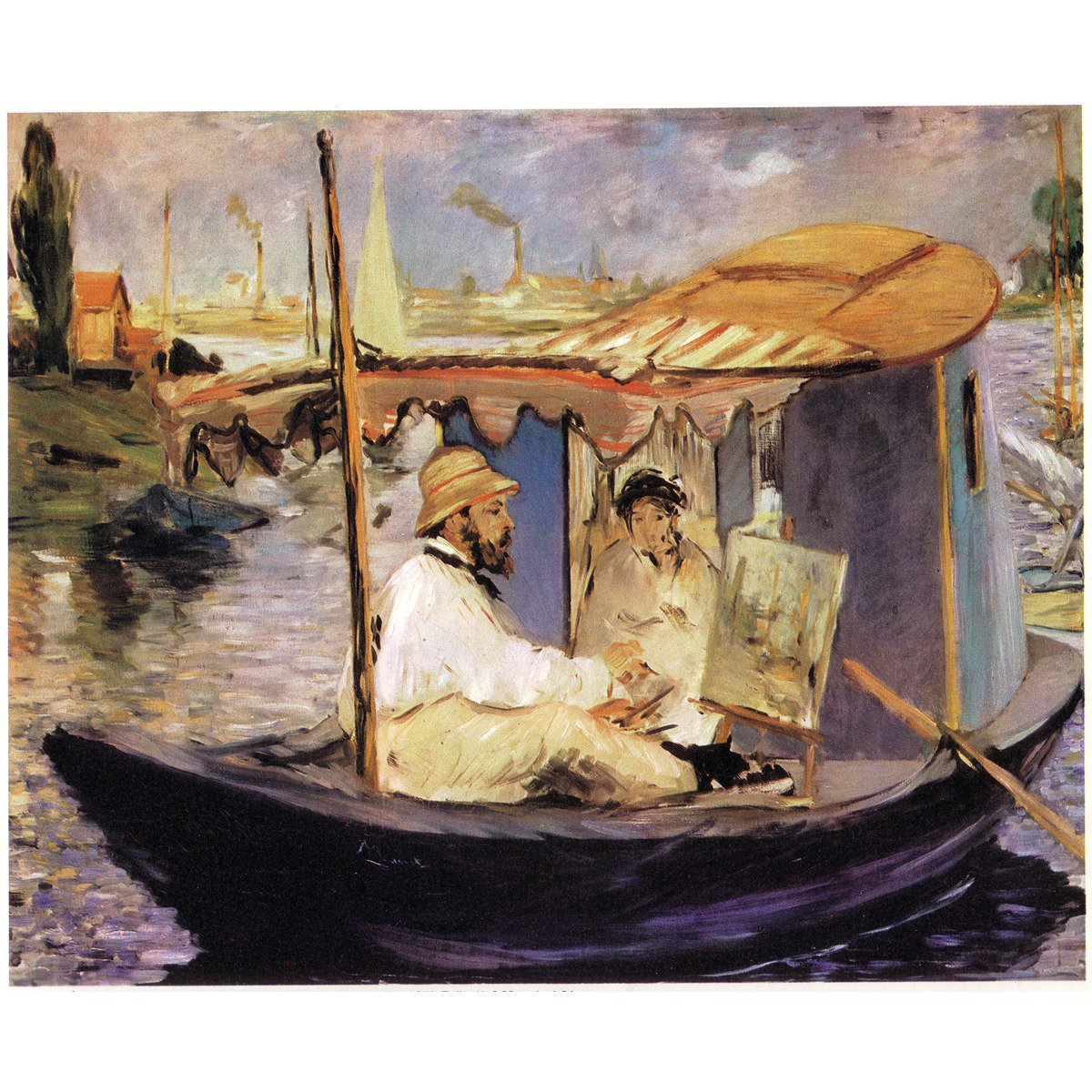 Claude_Monet_dans_son_bateau_atelier_1874 by Manet - 30x40 Inch Rolled Poster Wall Art Print