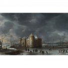 Jan Beerstraaten - The Castle of Muiden in Winter - 30x40 Inch Rolled Poster Wall Art Print