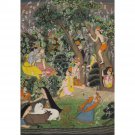Krishna and Radha Playing with Gopis in a Garden', dated 1770 - 30x40 Inch Rolled Poster Wall Art Pr
