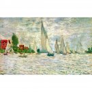 Sailboats, regatta in Argenteuil by Monet - 30x40 Inch Rolled Canvas Wall Art Print