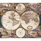 World Double Hemisphere Polar Map, Frederick De Wit 1668 - 30x40 Inch Rolled Canvas Wall Art Print World Double Hemisphere Polar Map, Frederick De Wit 1668 - 30x40 Inch Rolled Canvas Wall Art Print