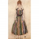 Portrait of Edith Schiele in a striped dress by Schiele - 40x50 Inch Rolled Poster Wall Art Print Portrait of Edith Schiele in a striped dress by Schiele - 40x50 Inch Rolled Poster Wall Art Print