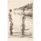 Anders Zorn - Shallow (etching) 1913 - 24x18 Inch Rolled Canvas Wall Art Print