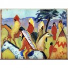 August Macke - Riding around the Indian tent - 24x18 Inch Rolled Canvas Wall Art Print