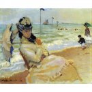 Camille Monet on the beach at Trouville by Monet - 24x18 Inch Rolled Canvas Wall Art Print Camille Monet on the beach at Trouville by Monet - 24x18 Inch Rolled Canvas Wall Art Print