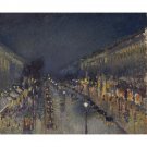 Camille Pissarro - The Boulevard Montmartre at Night - 24x18 Inch Rolled Canvas Wall Art Print