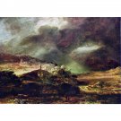 City on a hill in stormy weather by Rembrandt - 24x18 Inch Rolled Canvas Wall Art Print