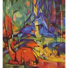Deer in Forest by Franz Marc - 24x18 Inch Rolled Canvas Wall Art Print