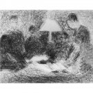 Family evening by Seurat - 24x18 Inch Rolled Canvas Wall Art Print