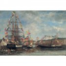Festival in the Harbor of Honfleur, 1858 - 24x18 Inch Rolled Canvas Wall Art Print