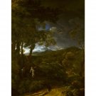 Gaspard Dughet - Landscape with Elijah and the Angel - 24x18 Inch Rolled Canvas Wall Art Print