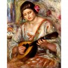 Girl with mandolin by Renoir - 24x18 Inch Rolled Canvas Wall Art Print