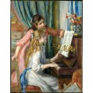 Girls at the Piano 03, 1892 - 24x18 Inch Rolled Canvas Wall Art Print
