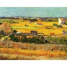 Harvest at La Crau with Montmajour in the Background - 24x18 Inch Rolled Canvas Wall Art Print