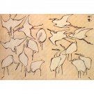 Hokusai - Cranes - 24x18 Inch Rolled Canvas Wall Art Print