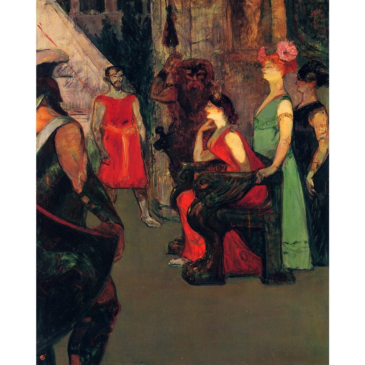 Messaline sitting on a throne by Toulouse-Lautrec - 24x18 Inch Rolled Canvas Wall Art Print