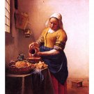 Milk maid by Vermeer - 24x18 Inch Rolled Canvas Wall Art Print