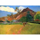 Mountains in Tahiti by Gauguin - 24x18 Inch Rolled Canvas Wall Art Print