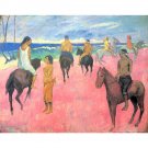 Riding on the beach by Gauguin - 24x18 Inch Rolled Canvas Wall Art Print