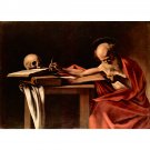 St. Jerome while writing by Caravaggio - 24x18 Inch Rolled Canvas Wall Art Print