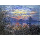 Sunset on the Seine by Monet - 24x18 Inch Rolled Canvas Wall Art Print