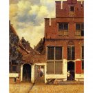 The little street by Vermeer - 24x18 Inch Rolled Canvas Wall Art Print