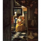 The love letter by Vermeer - 24x18 Inch Rolled Canvas Wall Art Print