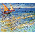 The sea at Saintes-Maries by Van Gogh - 24x18 Inch Rolled Canvas Wall Art Print The sea at Saintes-Maries by Van Gogh - 24x18 Inch Rolled Canvas Wall Art Print