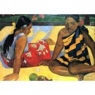 Two Women From Tahiti by Gauguin - 24x18 Inch Rolled Canvas Wall Art Print