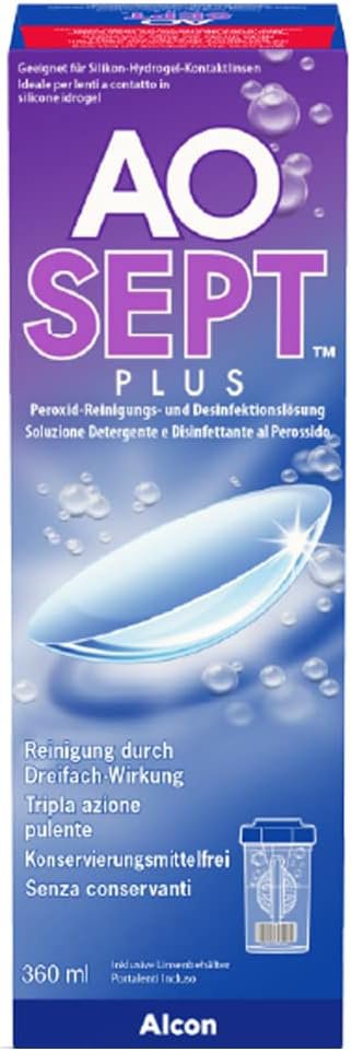 Aosept Plus contact lens care solution, single bottle, 1 x 360 ml