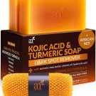Artnaturals Kojic Acid Soap + African Net Sponge (2 pack X 142g Turmeric bars)