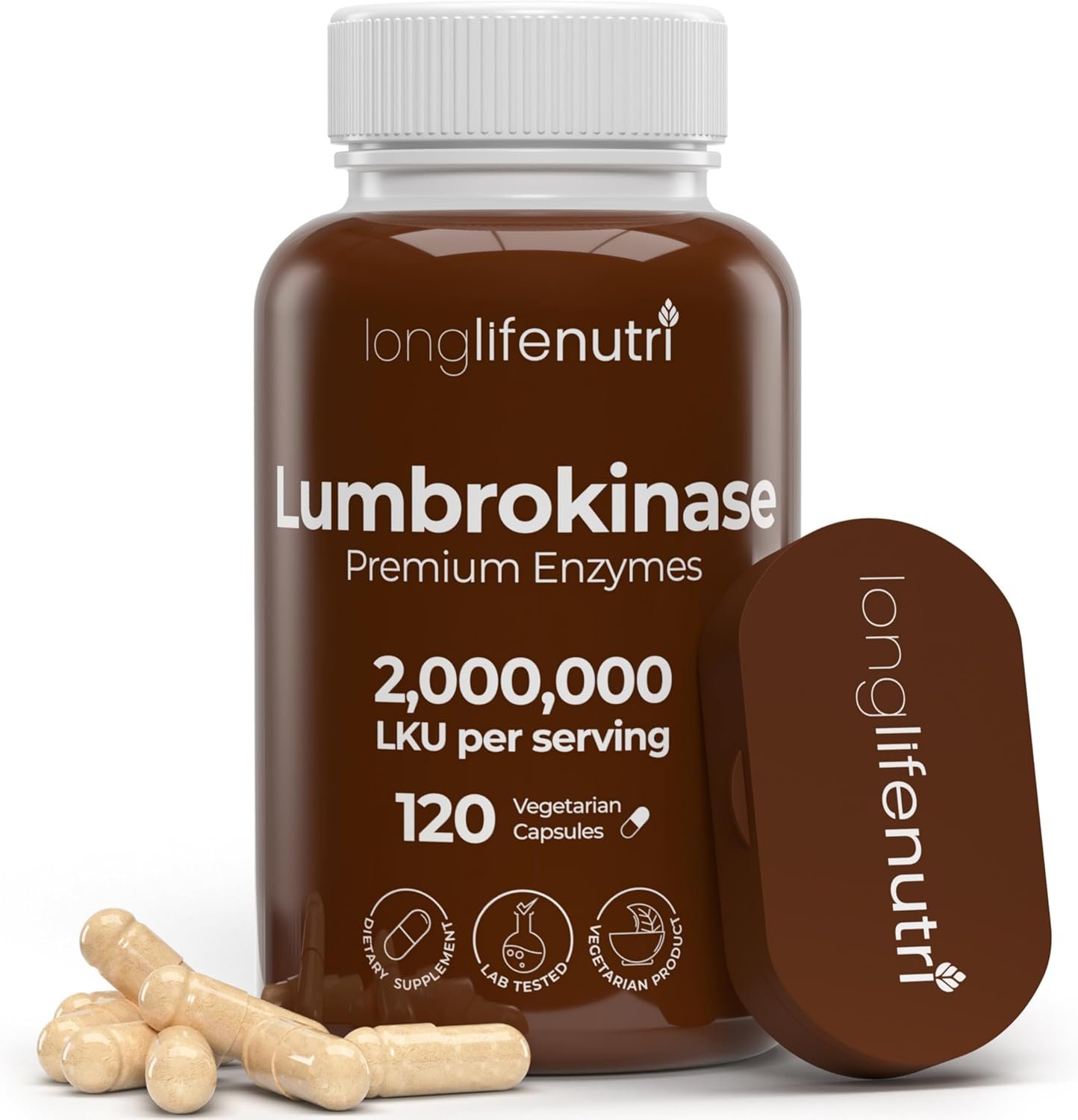LongLifeNutri Lumbrokinase 100mg &acirc;�� Maximum Activity 2,000,000 Units