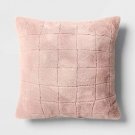 24"x24" Oversized Pieced Faux Fur Square Throw Pillow Light Pink