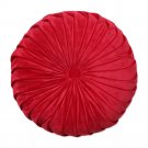 14" Indoor Pleated Velvet Round Throw Pillow Red