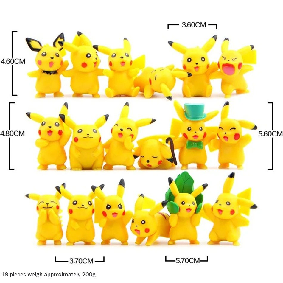 18pcs/Set Pokemon Action Figure Toys Set Mini 5CM Pikachu Anime Model Toy For Boys