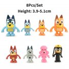 8Pcs Bluey And Bingo Anime Figure Toy Cute PVC Movable Joints Action Figure Model Toys Gifts