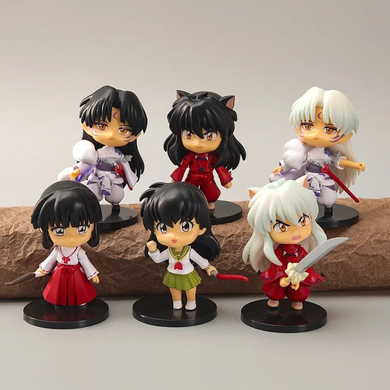 6pcs/set Anime INUYASHA Cute Figure Model Toys 10cm