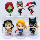 6pcs/set Super Hero Catwoman Wonder Woman Poison Ivy Supergirl BatGirl Harley Quinn Figure Toys 8cm