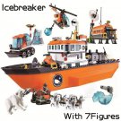 Arctic lcebreaker Boat Building Blocks Snowmobile Motorcycle Airplane Ship Bricks Toys Gifts