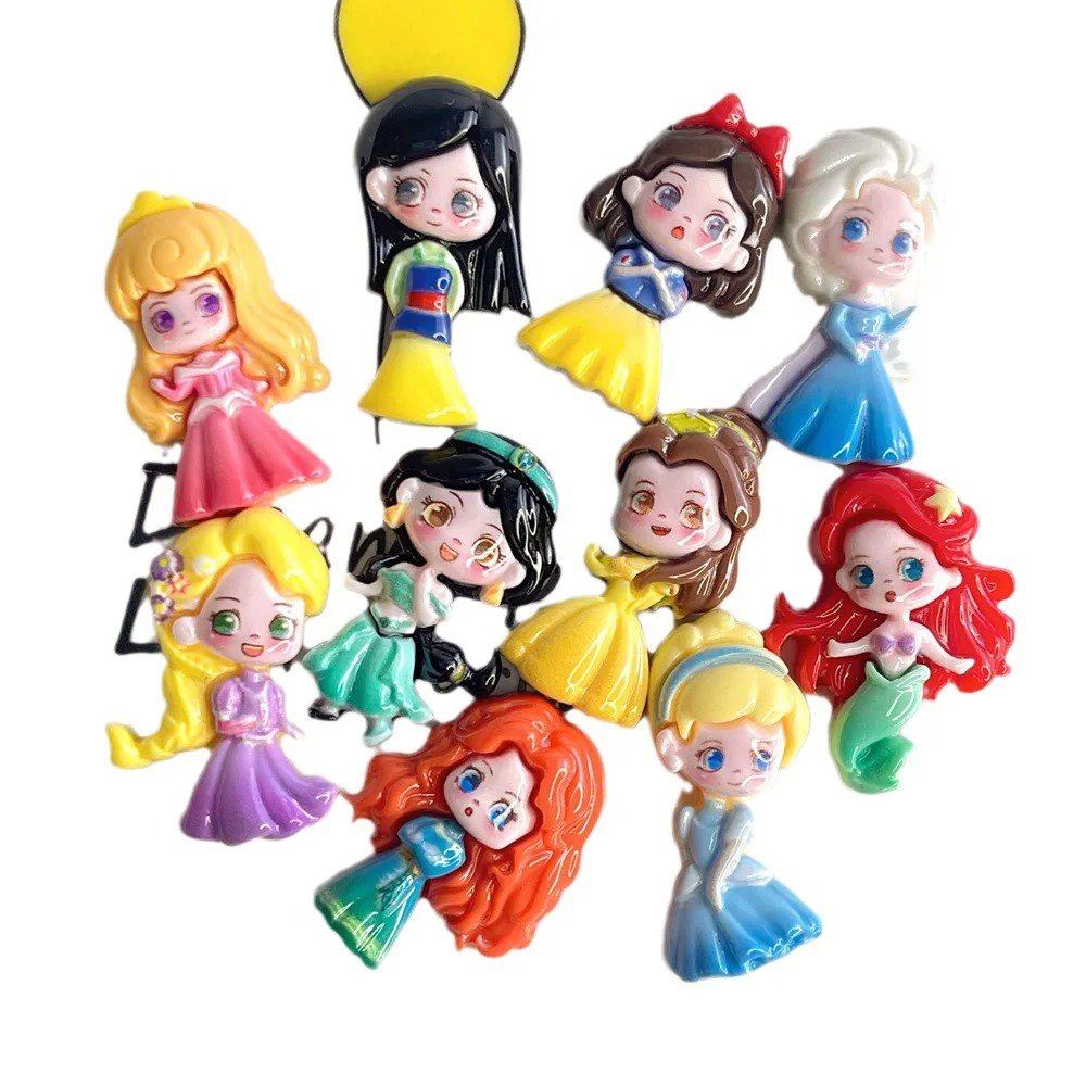 10Pcs/Set Princess Mulan Aurora Cinderella Snow White Mermaid Rapunzel ...