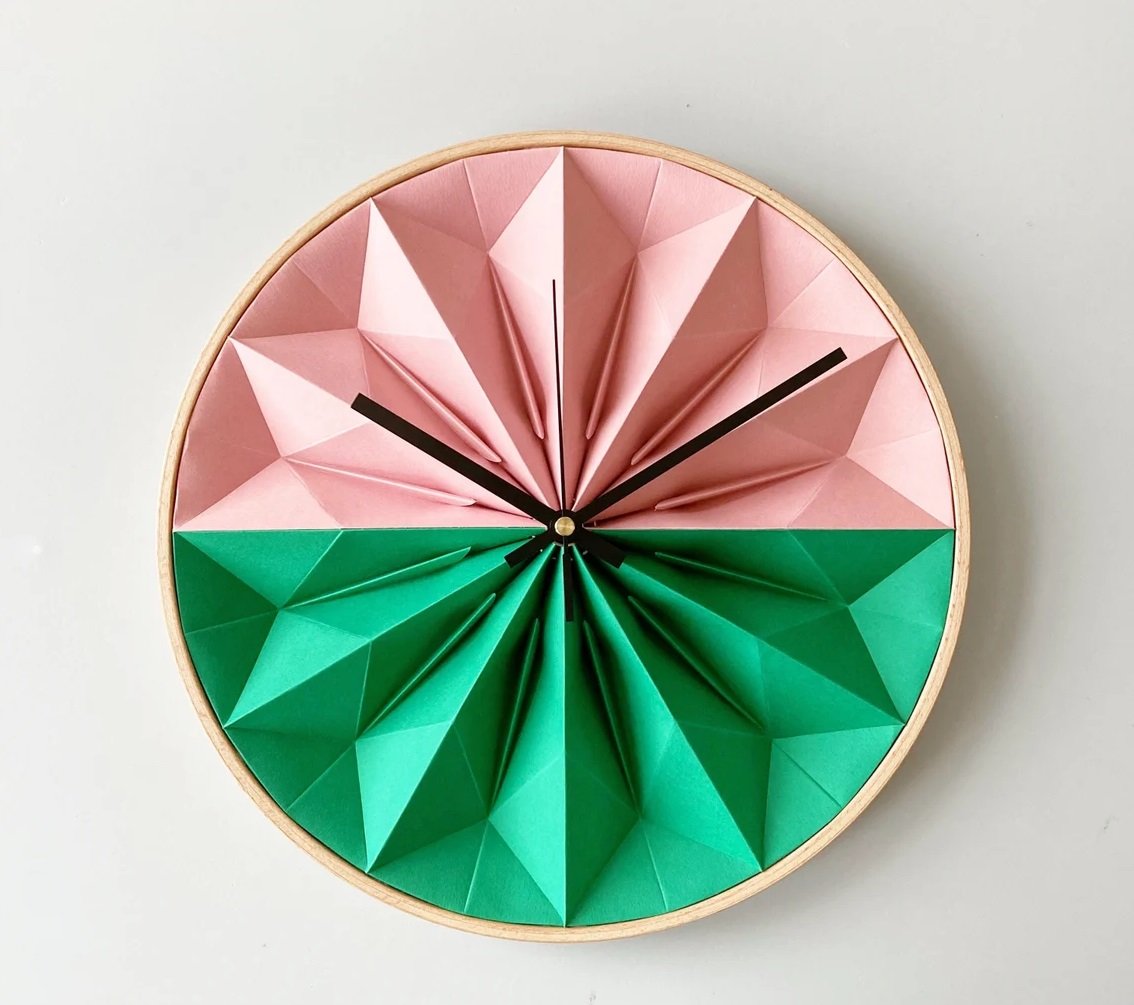 Wooden Origami Wall Clock