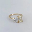 Toi Et Moi Pear & Emerald Cut Simulated Ring Solid Anniversary Gift Ring For Her