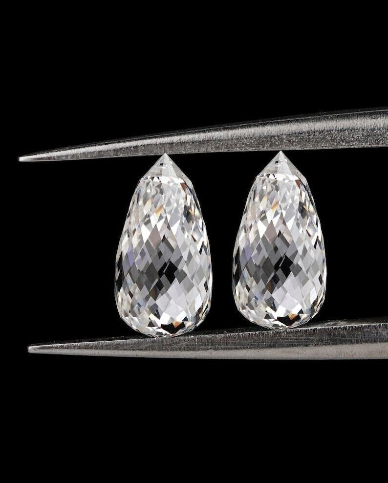 0.40 CT Briolette Lab Grown Diamond CVD Loose Diamond Pair For Diamond Jewellery