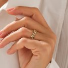 Leaf Shape Round Cut Simulated Ring Full Eternity Anniversary Ring Gift For Her